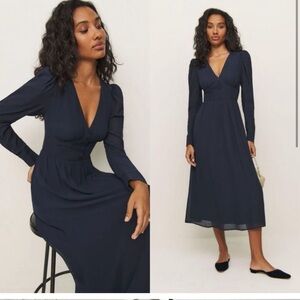 Reformation Liara Blue Long Sleeve Dress Size 0